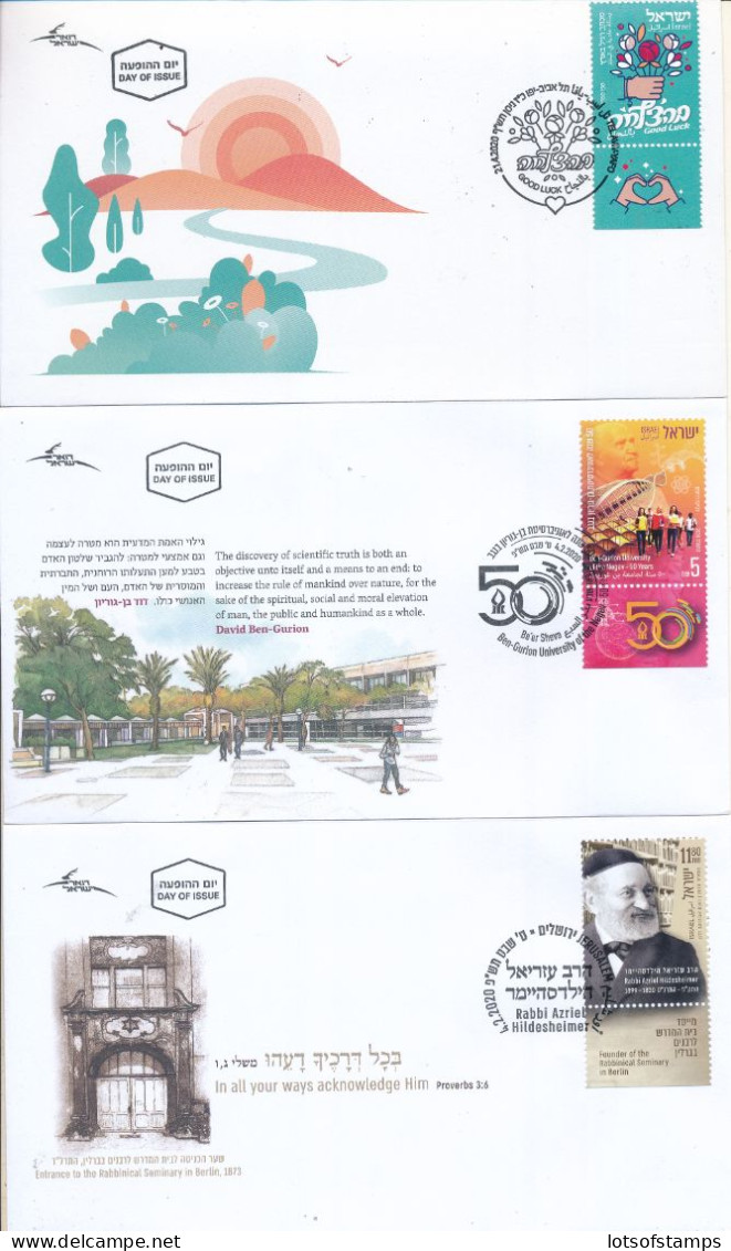 ISRAEL 2020 COMPLETE YEAR FDC SET ALL STAMPS ISSUED + S/SHEETS MNH SEE 8 SCANS - Covers & Documents