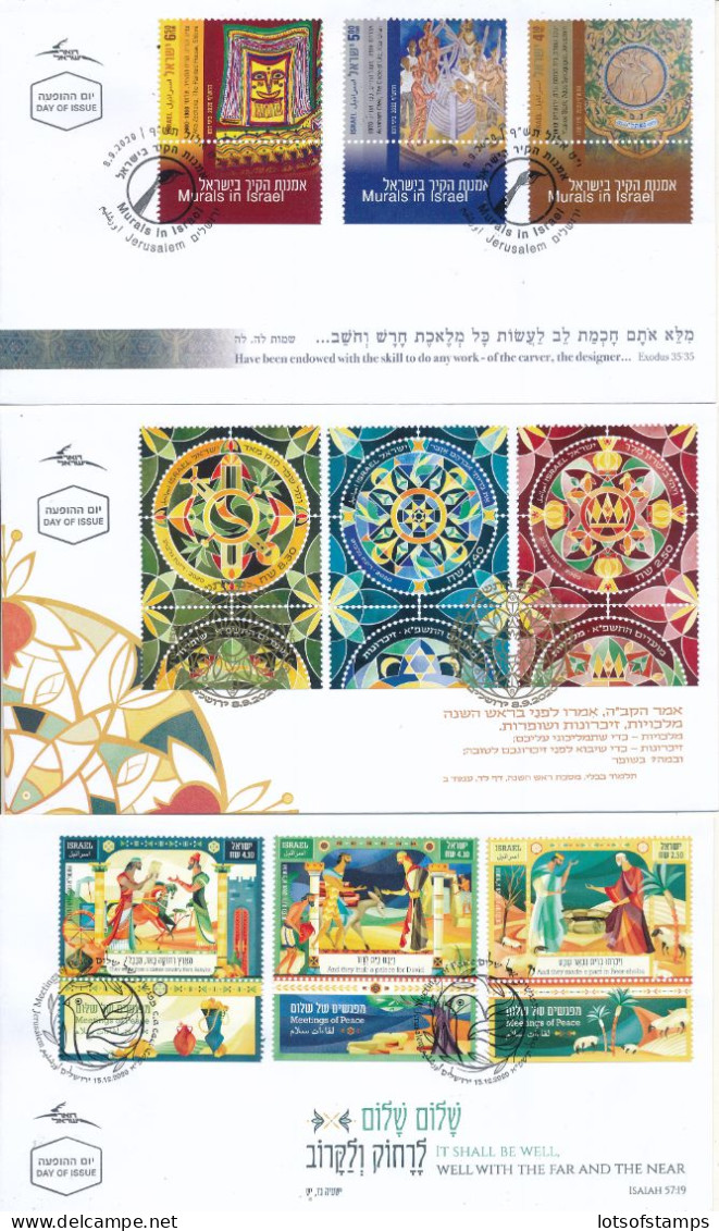 ISRAEL 2020 COMPLETE YEAR FDC SET ALL STAMPS ISSUED + S/SHEETS MNH SEE 8 SCANS - Brieven En Documenten
