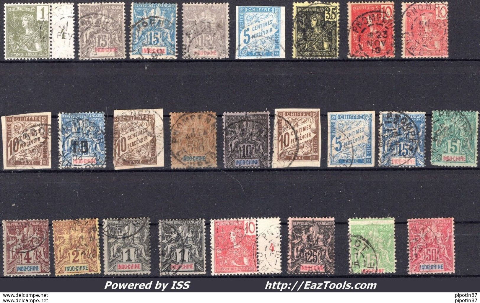 INDOCHINE + TAXES COLONIES GENERALES LOT DE 25 TIMBRES AVEC CAD DU CAMBODGE - Impuestos