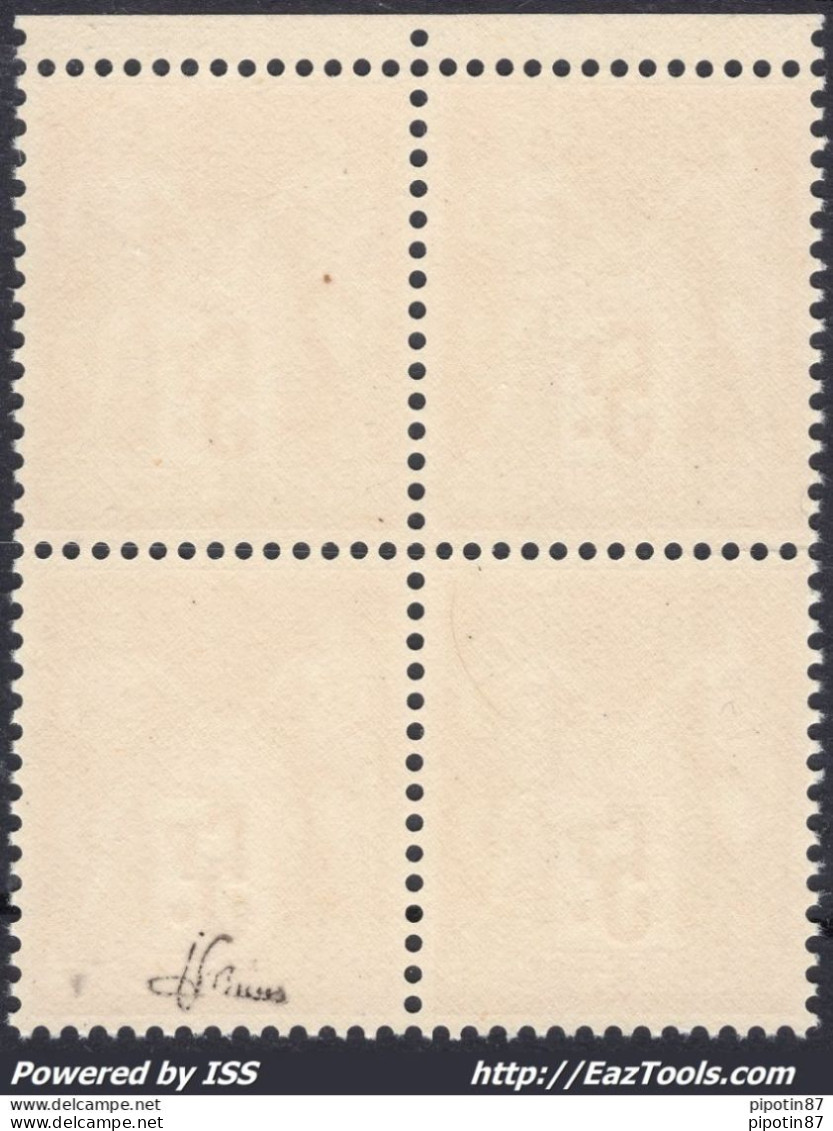 FRANCE BLOC DE 4 N°216 DONT CARTOUCHE DE LA VALEUR CASSÉ NEUF ** SANS CHARNIERE - Unused Stamps