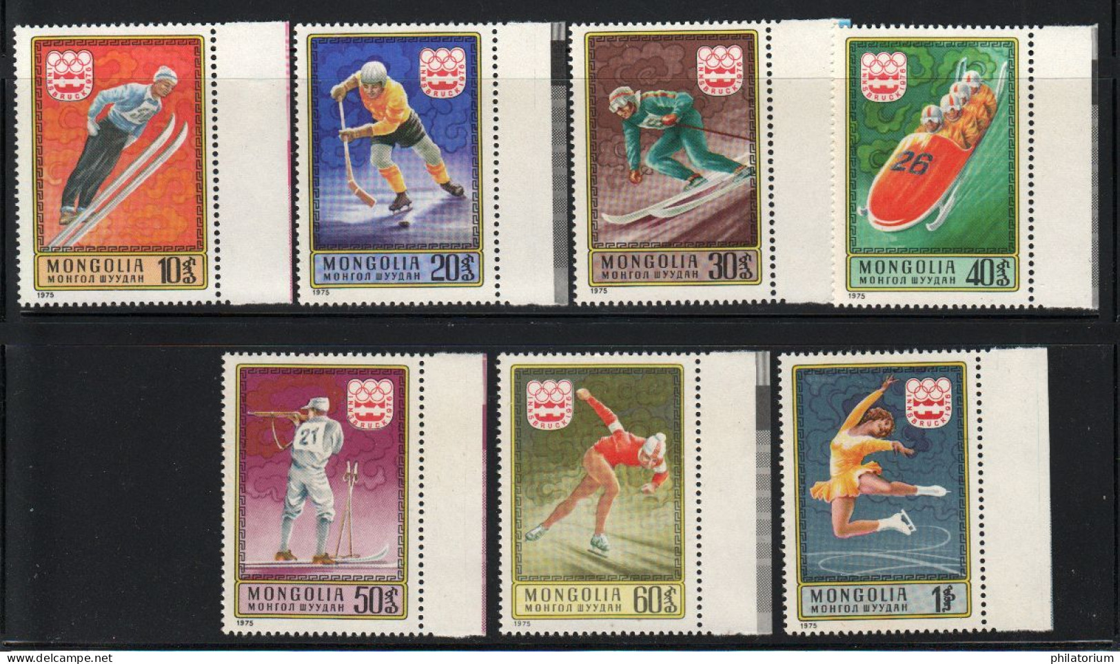 Mongolie; **; Yv N° 825 à 831 ; Mi 974 à 981; Sg 956 à 962;  JO Innbruck 1976 - Mongolie