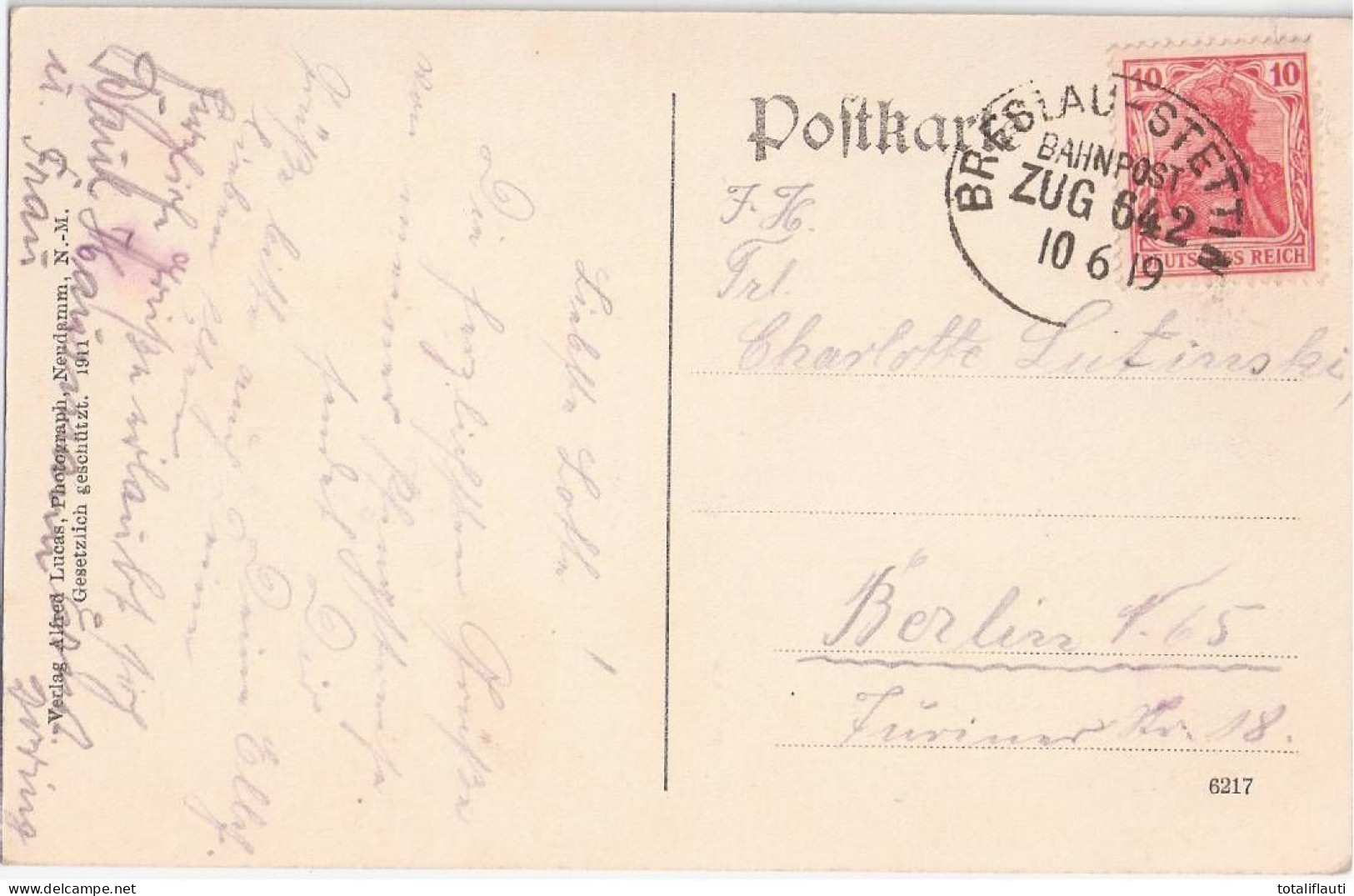 Gruß Aus TROSSIN Neumark Troszyn Gasthof Belebt Seepartie Und Schloß Bahnpoststempel BRESLAU - STETTIN ZUG 642 10.6.1919 - Neumark