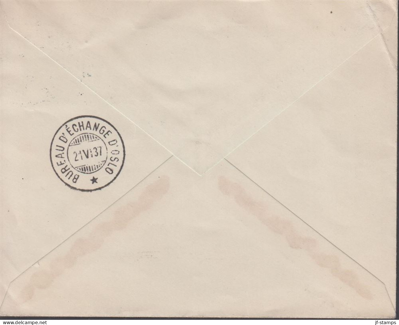 1937. SVERIGE. _Very Fine Cover With 5 öre POST And Pair 10 öre LUFTPOST To Oslo, Norge Canc... (Michel 213+) - JF444793 - Storia Postale