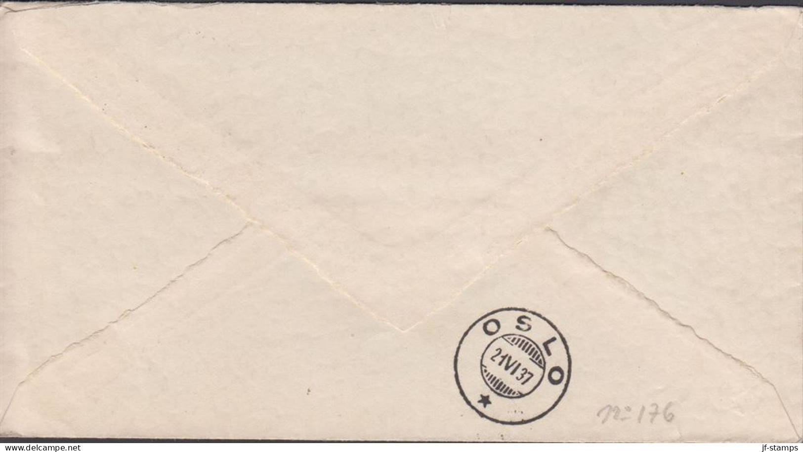 1937. SVERIGE. _Fine Cover With 50 öre BROMMA LUFTPOST To Oslo, Norge Cancelled STOCKHOLM-OSL... (Michel 239) - JF444796 - Covers & Documents