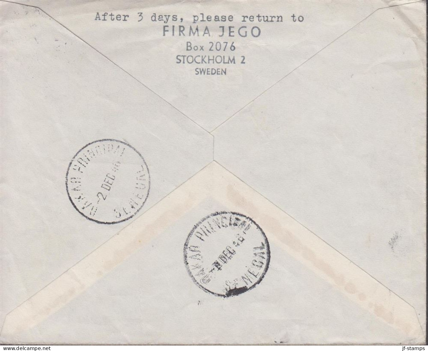 1946. SVERIGE. Fine Registered LUFTPOST Cover To Dakar, Senegal With 15 ÖRE LUNDS DOMKYRKA A... (Michel 294+) - JF444805 - Storia Postale