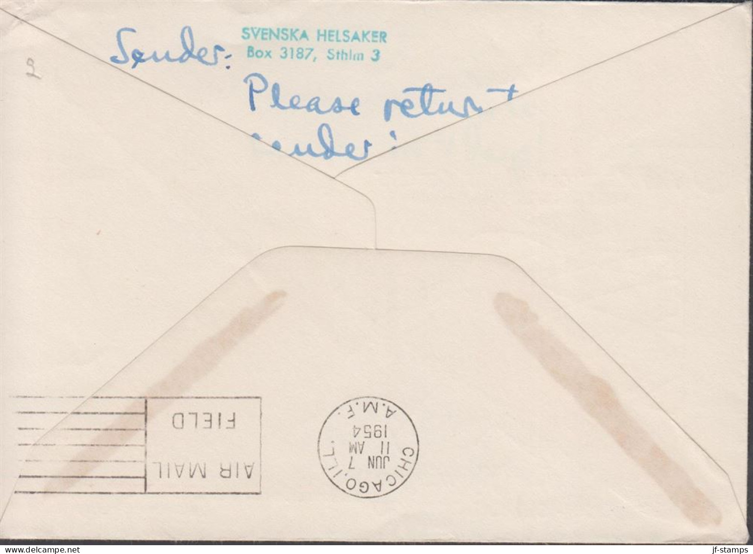 1954. SVERIGE. Fine Cover To Chicago With UPU 30 ÖRE + 25 öre Stockholm + 10 öre Luftpost Ca... (Michel 353+) - JF444815 - Brieven En Documenten