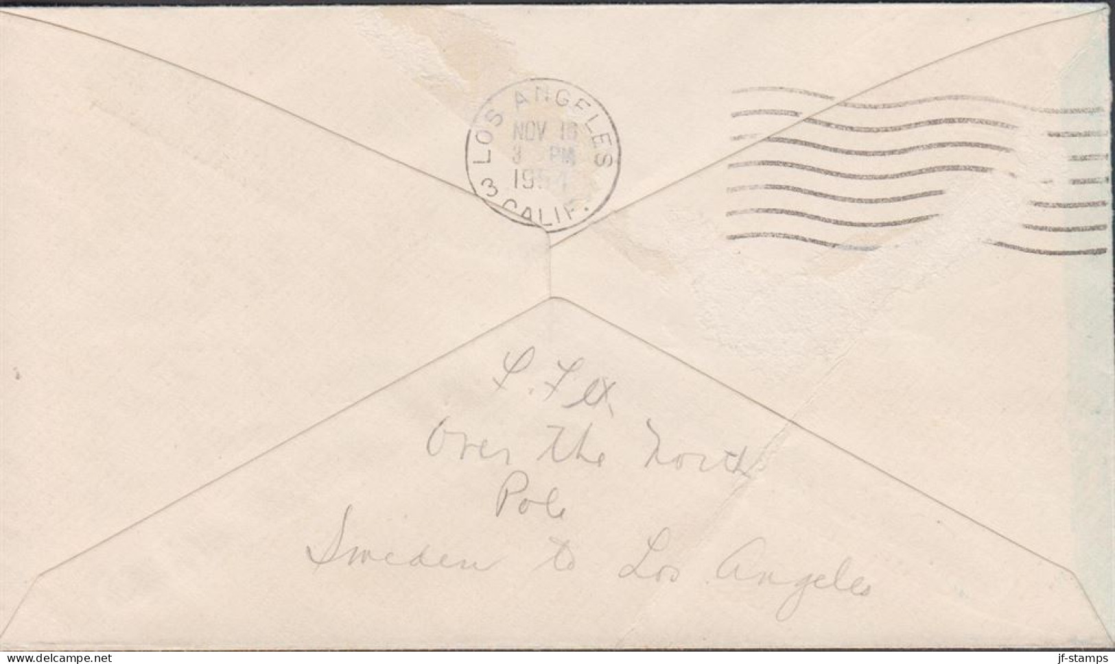 1954. SVERIGE. Fine Small Luftpost SAS-cover To USA With 65 ÖRE  Cancelled FIRST REGULAR FLIG... (Michel 398) - JF444820 - Covers & Documents