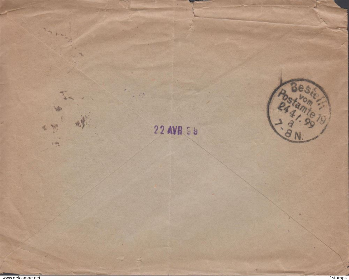 1899. LUXEMBOURG. Großherzog Adolf 25 CENTIMES On Cover (fold, Tears) To Berlin Cancelled LUXE... (Michel 60) - JF445131 - 1891 Adolfo Di Fronte