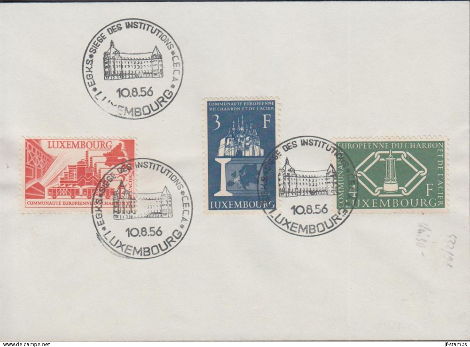 1956. LUXEMBOURG. Fine FDC With Complete Set  Cancelled First Day Of Issue E.G.K.S. SIEGE... (Michel 552-554) - JF445160 - Storia Postale