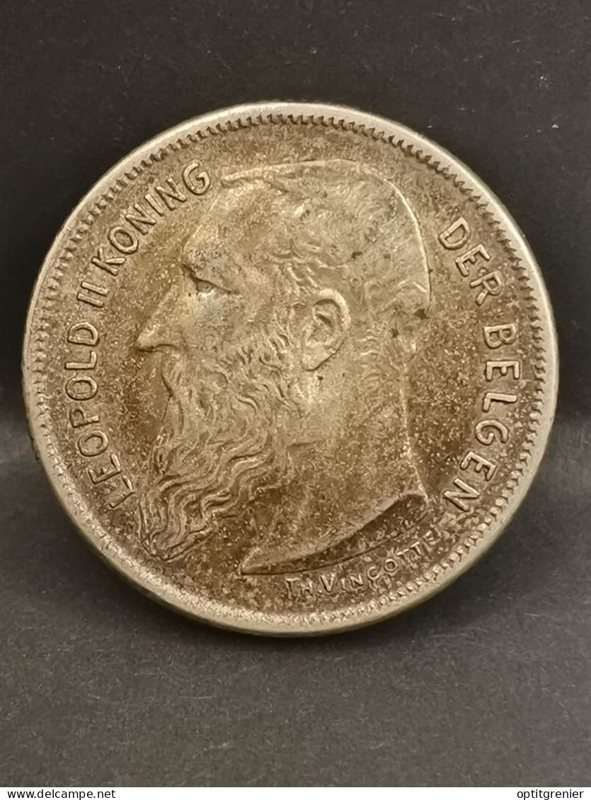 2 FRANK ARGENT 1909 LEOPOLD II TYPE VINCOTTE EN NEERLANDAIS BELGIQUE / BELGIUM SILVER - 2 Frank