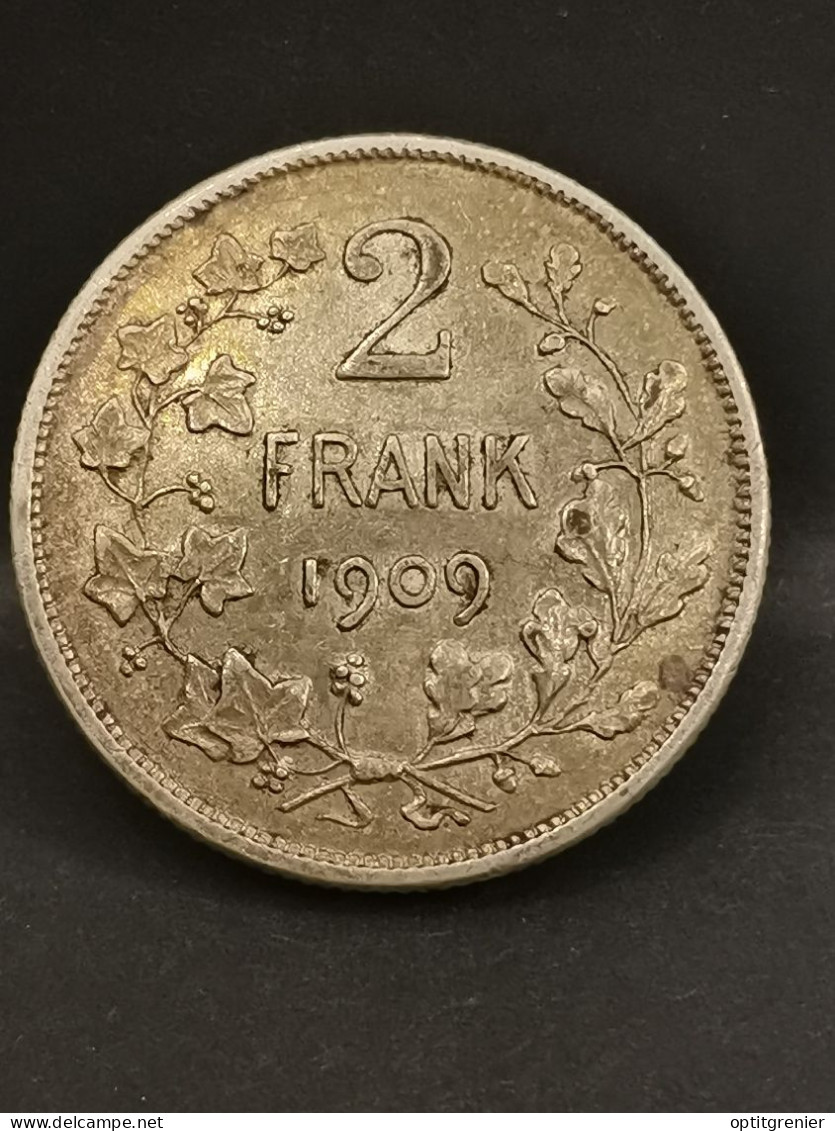 2 FRANK ARGENT 1909 LEOPOLD II TYPE VINCOTTE EN NEERLANDAIS BELGIQUE / BELGIUM SILVER - 2 Frank