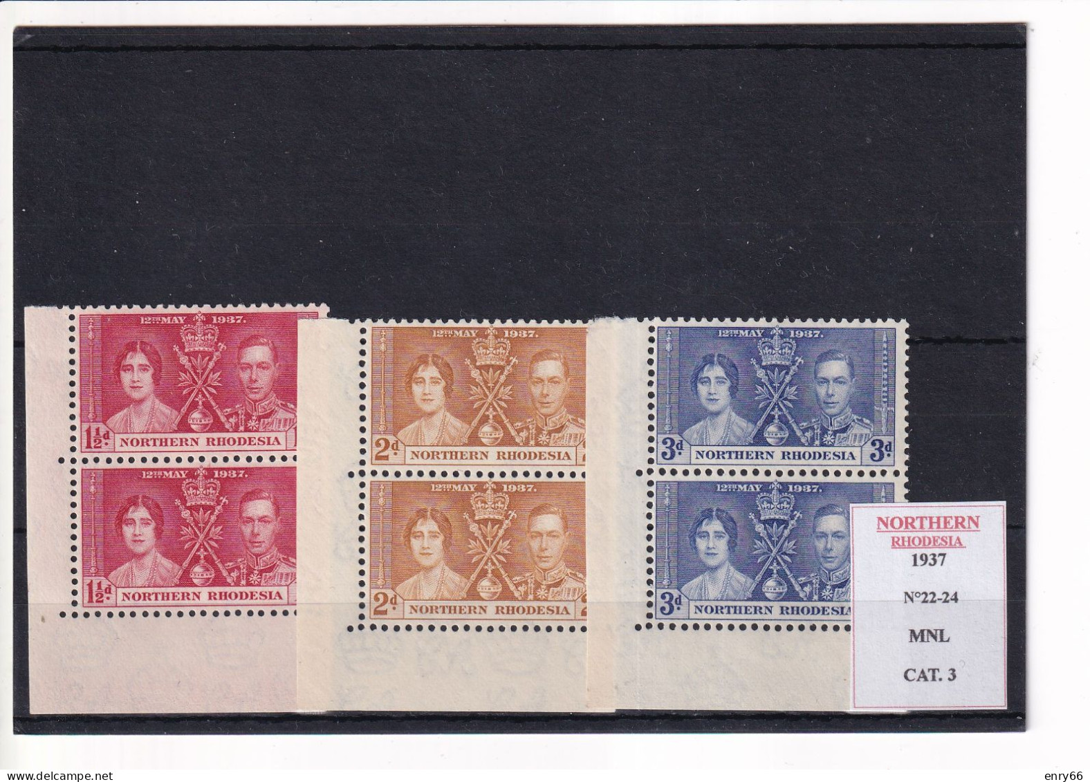 NORTHERN RHODESIA 1937 N°22-24 MNL - Northern Rhodesia (...-1963)