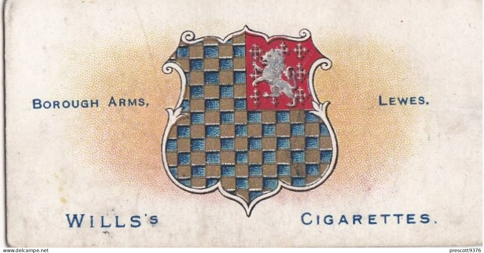 Borough Arms 1906 - Wills Cigarette Card - Antique - 73 Lewes - Wills
