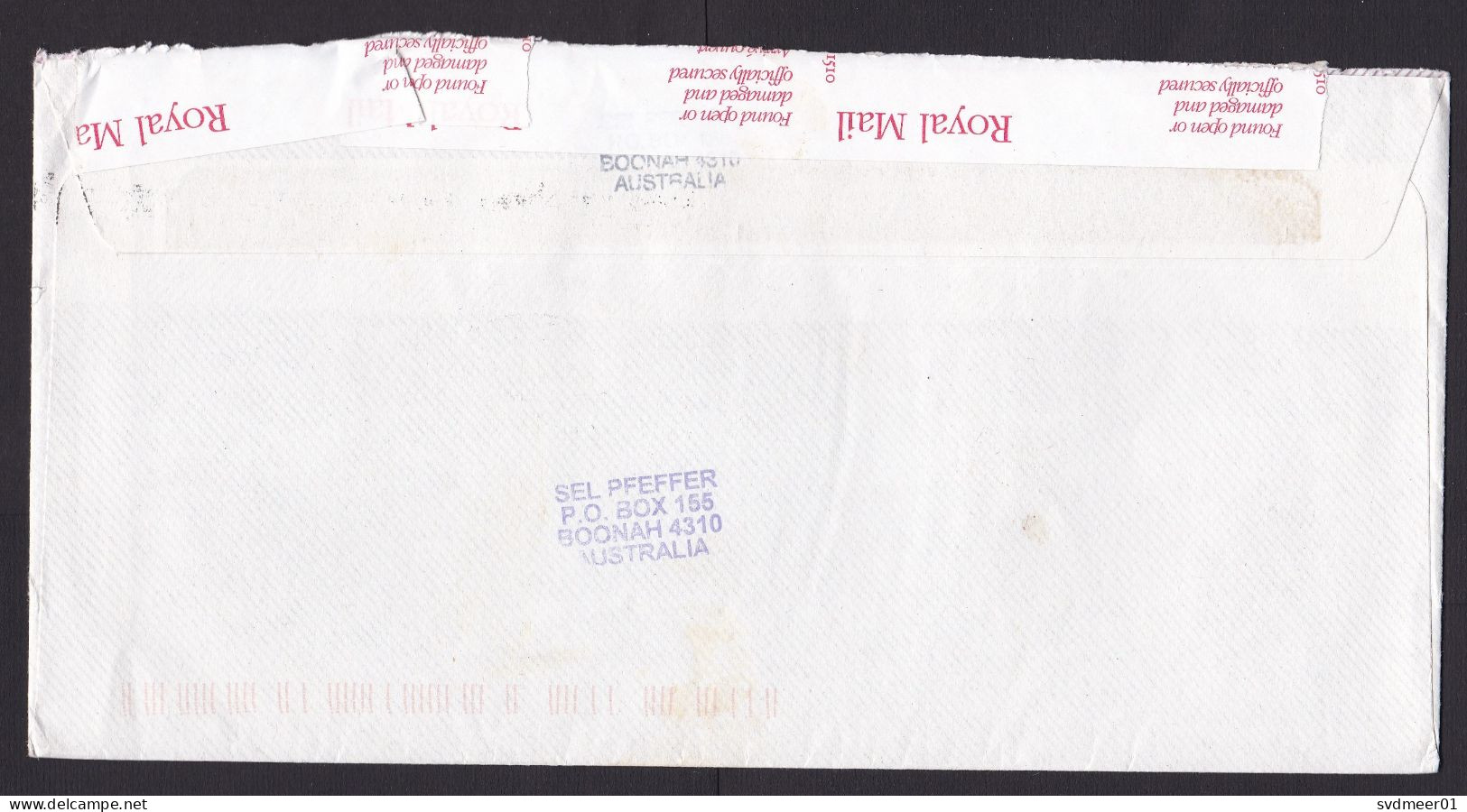 Australia: Airmail Cover To UK, 4 Stamps, Postal Label Found Damaged, Secured, Returned, Retour (minor Damage) - Covers & Documents