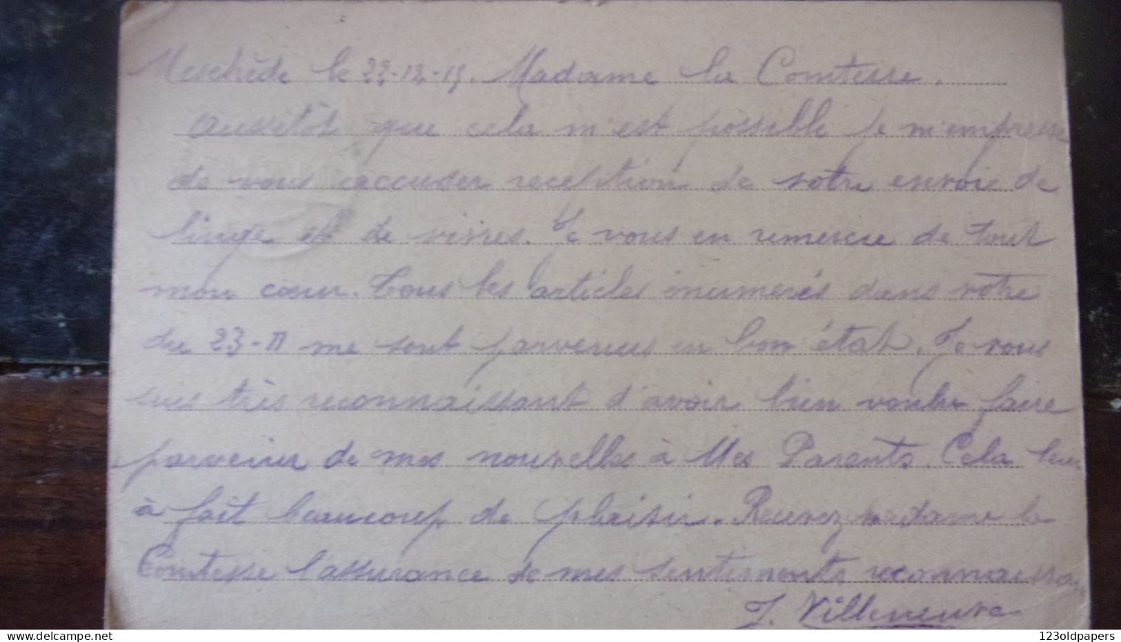 WWI Récépissé Remise Colis Camp Prisonniers MESCHEDE Cachet NOIRETABLE 42  CROIX ROUGE VILLECHAIZE COMTESSE - WW I