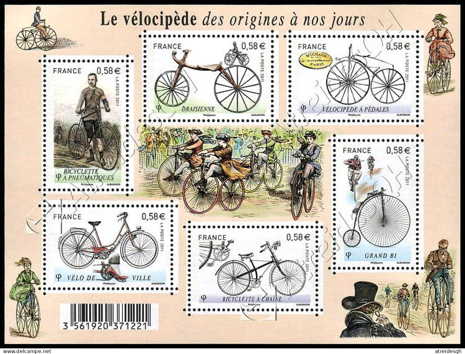 [Q] Francia / France 2011: Foglietto Velocipedi E Biciclette / Velocipedes And Bicycles S/S ** - Ciclismo