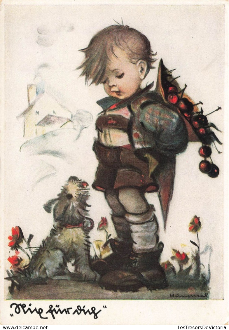 ENFANTS - Dessins D'enfants - Petit Garçon Avec Un Chien - Colorisé - Carte Postale Ancienne - Children's Drawings