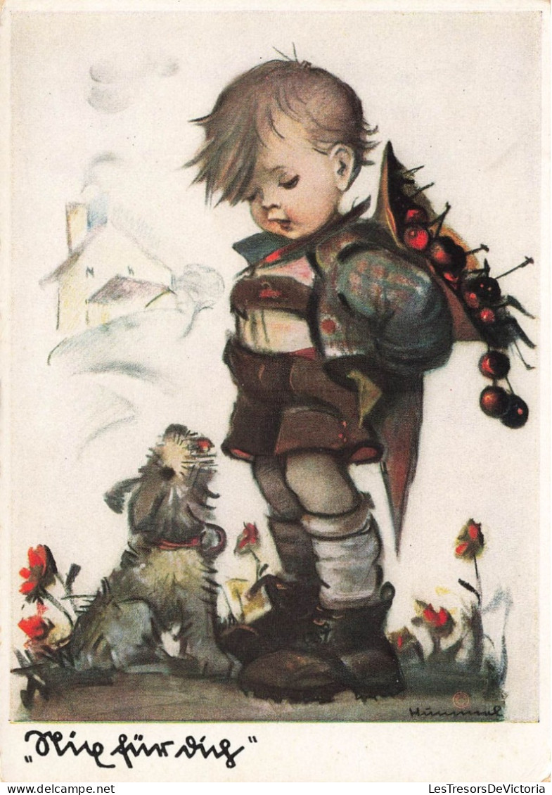 ENFANTS - Dessins D'enfants - Petit Garçon Avec Un Chien - Colorisé - Carte Postale Ancienne - Kinder-Zeichnungen