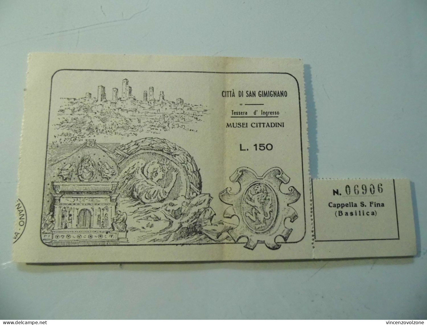 Biglietto Ingresso "CITTA' DI SAN GIMIGNANO MUSEI CITTADINI" 1961 - Tickets D'entrée