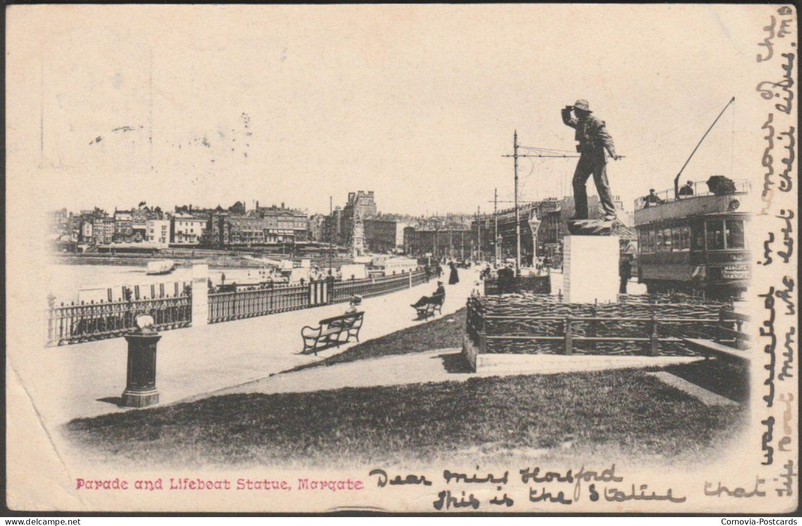 Parade And Lifeboat Statue, Margate, Kent, 1903 - Postcard - Margate