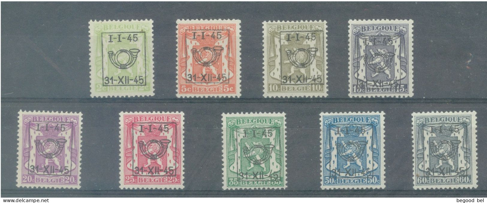 BELGIUM - I-I-1945 31-XII-1945 - MNH/*** LUXE  - STAATSWAPPEN PETIT SCEAU DE L'ETAT -  COB PRE529-537 - Lot 25921 - Typos 1936-51 (Petit Sceau)