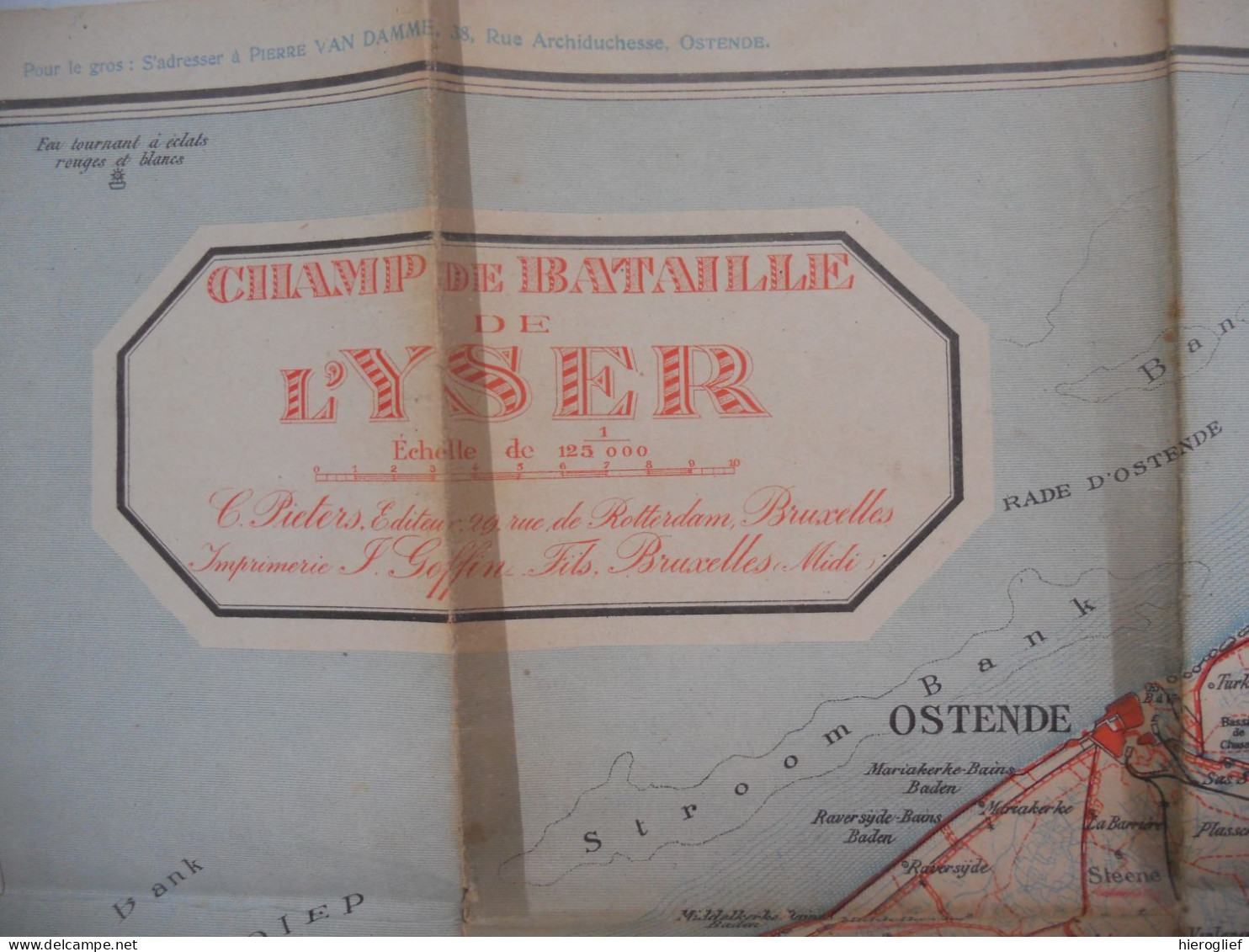 Kaart CHAMP De BATAILLE De L' YSER Imprimerie Goffin Bruxelles éditeur Pieters 1914 1918 Oorlog Frontstreek Ijzer Guerre - Topographische Karten