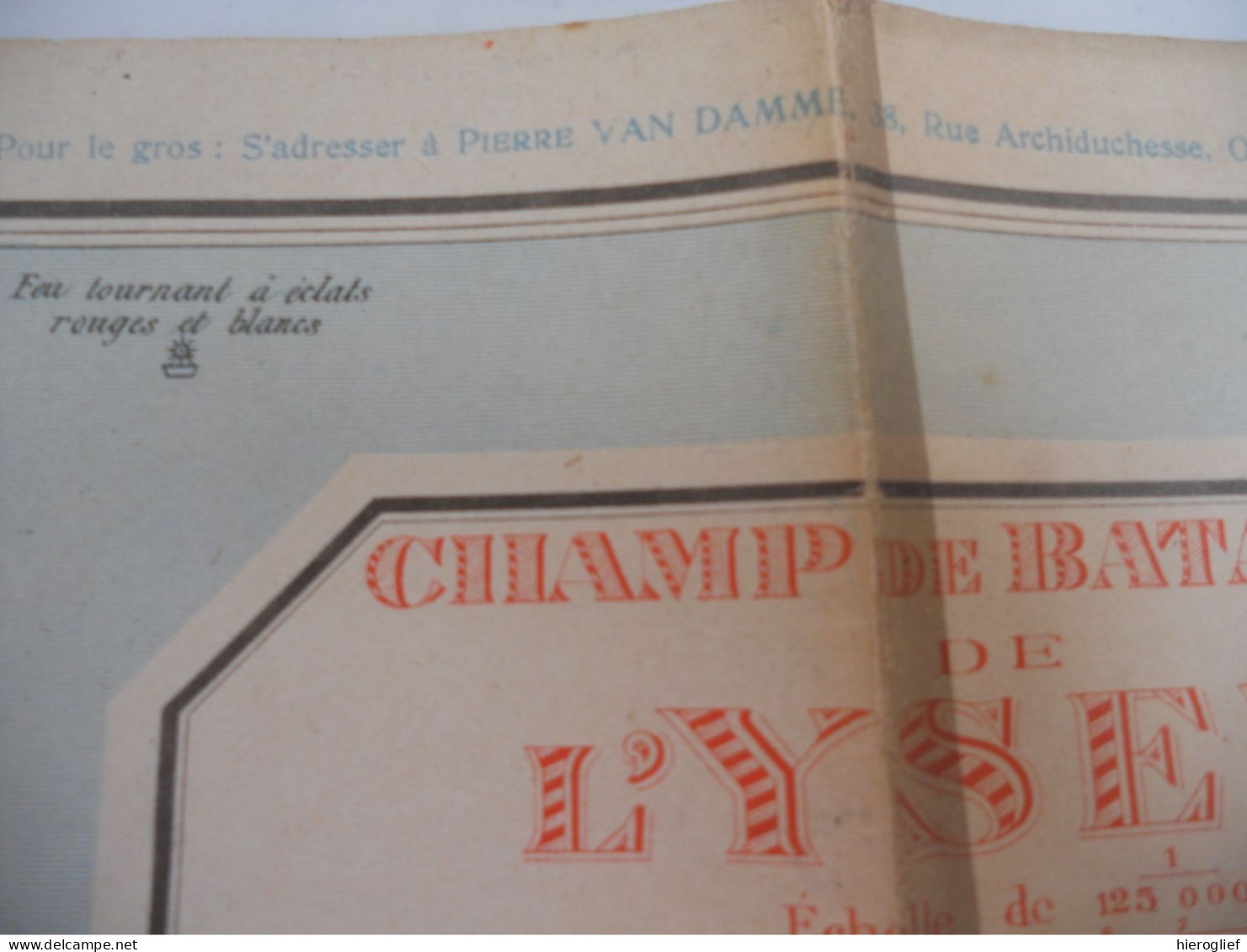 kaart CHAMP de BATAILLE de l' YSER imprimerie Goffin Bruxelles éditeur Pieters 1914 1918 oorlog frontstreek ijzer guerre