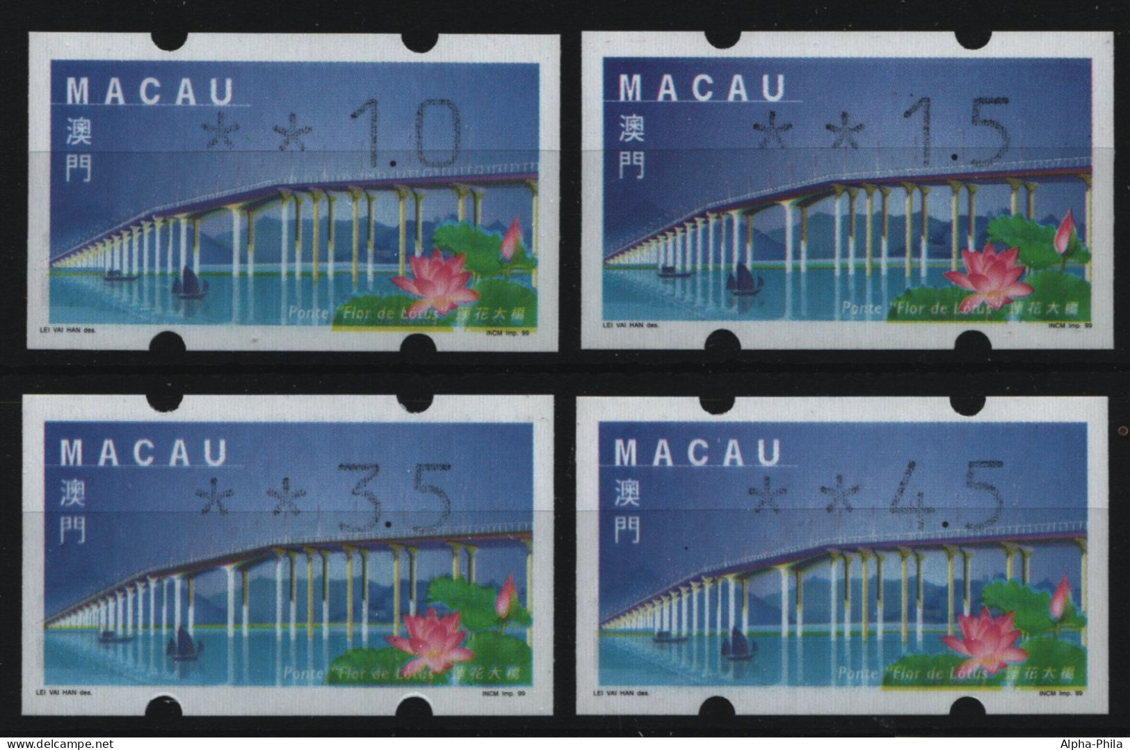 Macau - ATM 1999 - Mi-Nr. 2 I ** - MNH - 4 Wertstufen - Automatenmarken