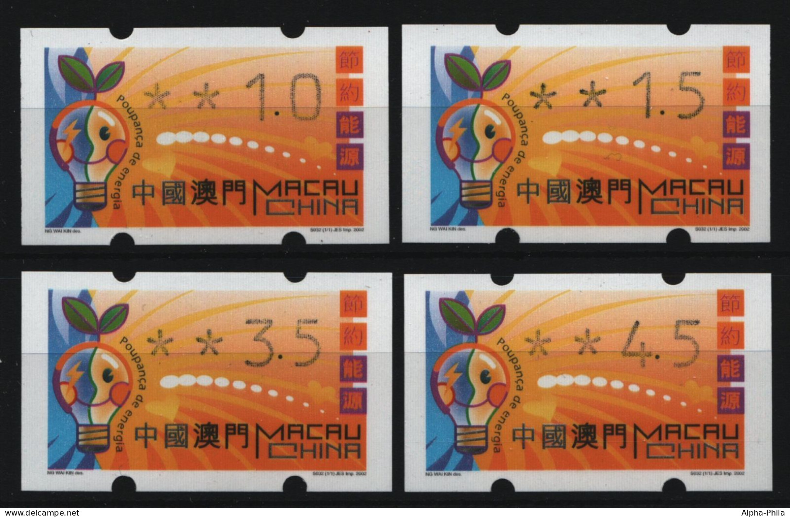 Macau - ATM 2002 - Mi-Nr. 4 I I ** - MNH - 4 Wertstufen - Distribuidores