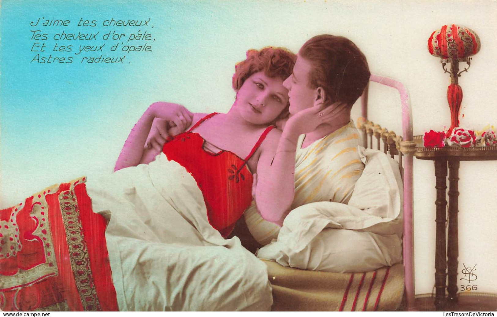 COUPLES  - Couple Se Caressant - J'aime Tes Cheveux - Fantaisie - Carte Postale Ancienne - Couples