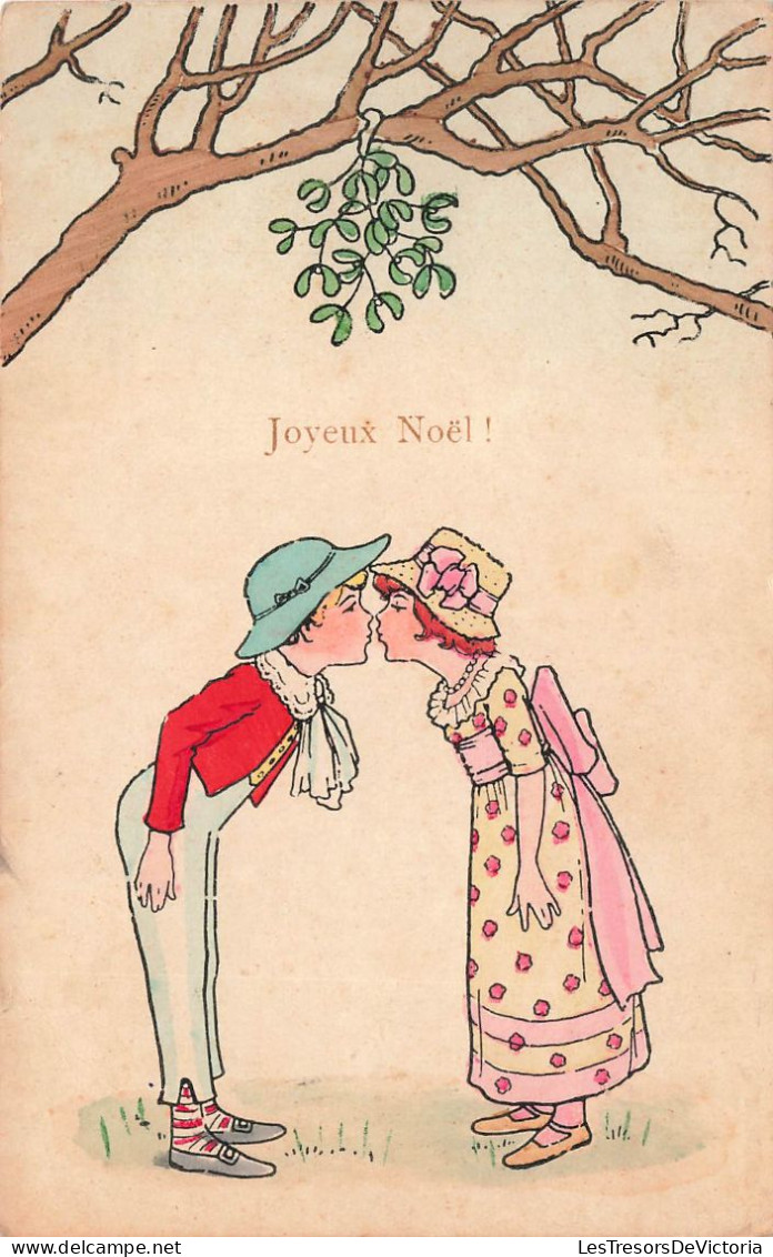 FÊTES ET VOEUX - Noël - Un Couple S'embrassant Sous Le Gui - Colorisé - Carte Postale Ancienne - Other & Unclassified