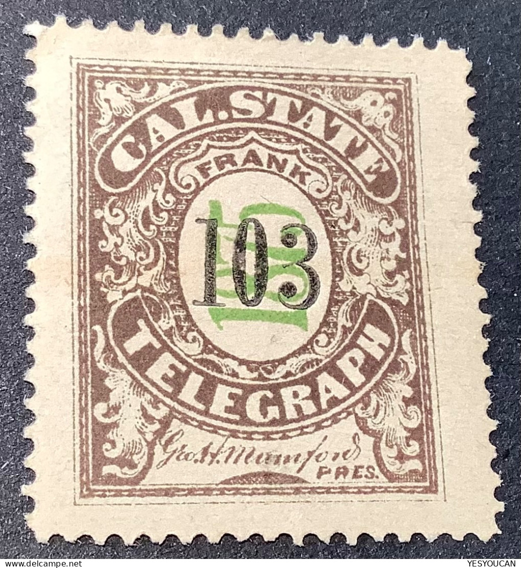 US Telegraph Stamps: California State Company 1875 Sc.5T8 RARE XF Mint* (USA Timbre Telegraphe - Telegraph Stamps