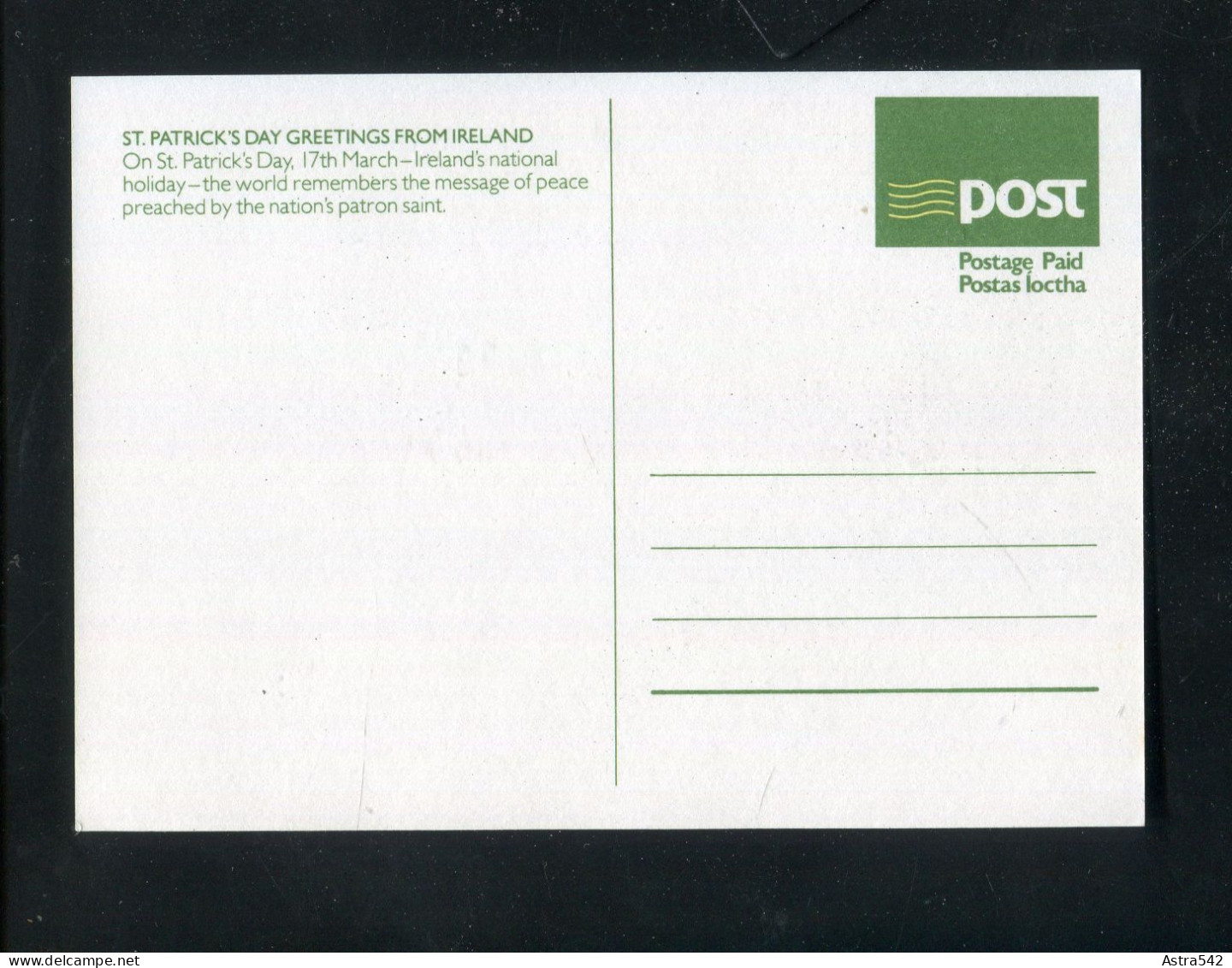 "IRLAND" 1984, Postkarte Mi. P 12/01 "Saint Patricks Day" ** (1898) - Postal Stationery
