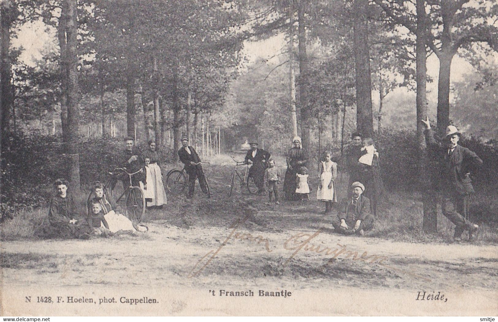 KAPELLEN 1906 'T FRANSCH BAANTJE MET MENSEN FIETSERS - CAPPELLEN HEIDE - MOOIE ANIMATIE - HOELEN 1428 - Kapellen