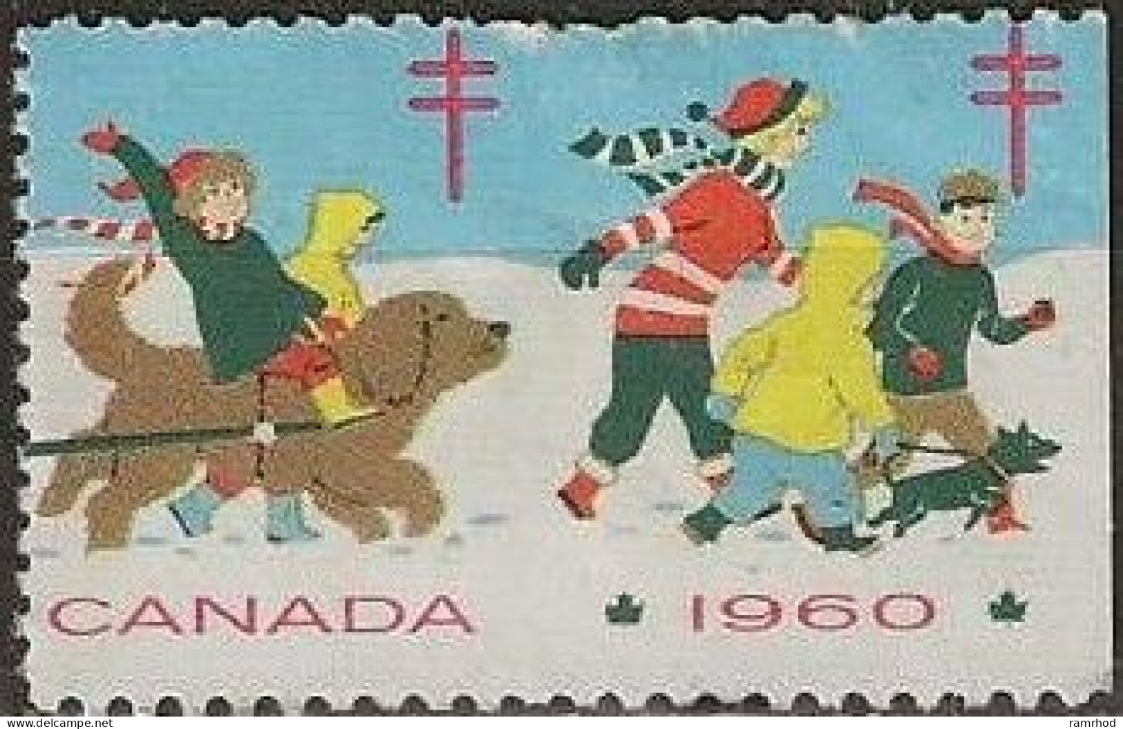 CANADA 1960 Charity Stamp -  (-). - Children And Dogs In The Snow MNG - Vignettes Locales Et Privées