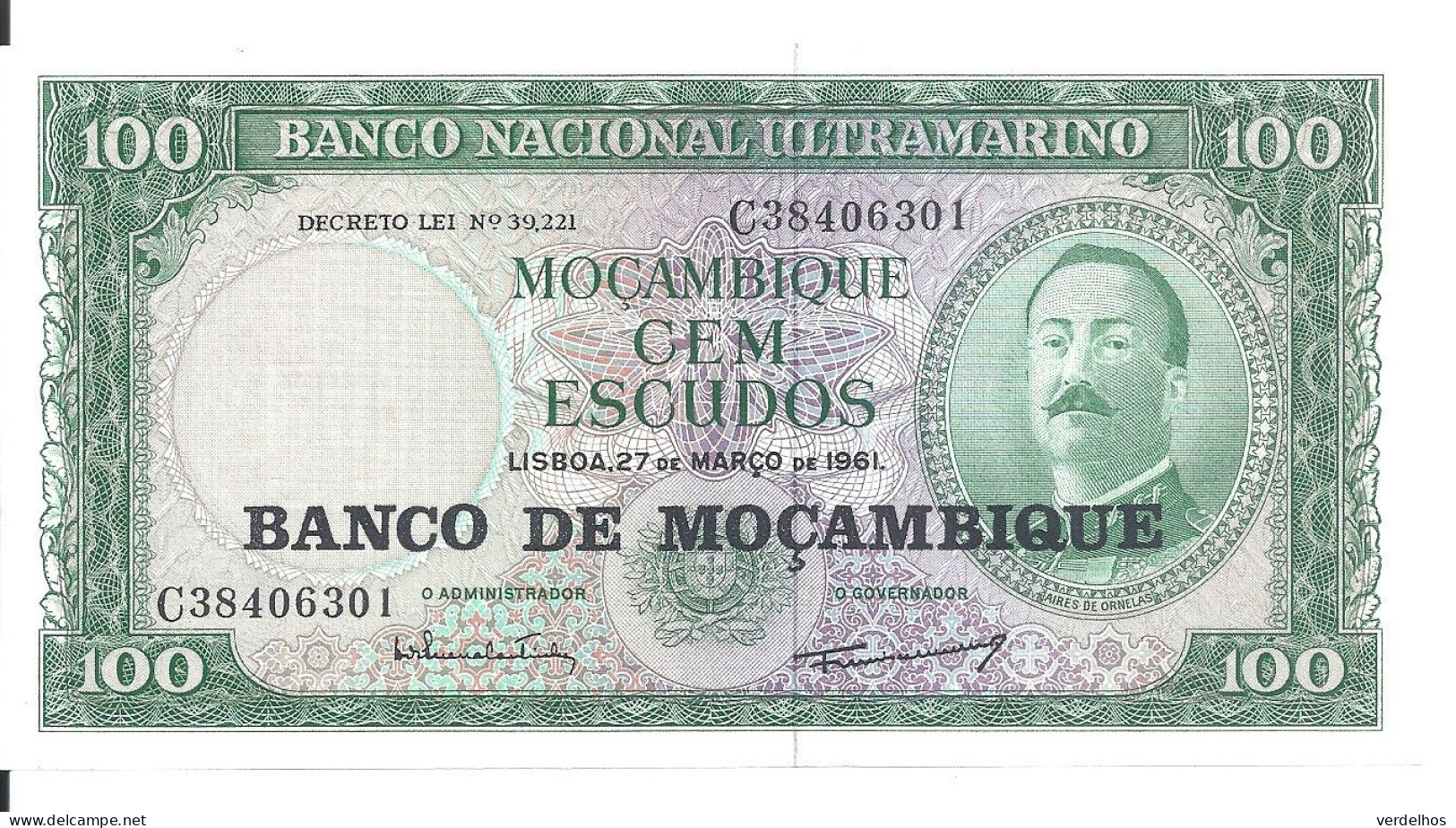 MOZAMBIQUE 100 ESCUDOS 1961 UNC P 117 - Mozambique