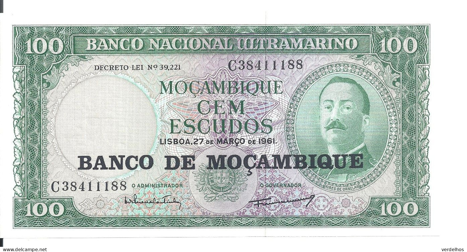 MOZAMBIQUE 100 ESCUDOS 1961 UNC P 117 - Moçambique