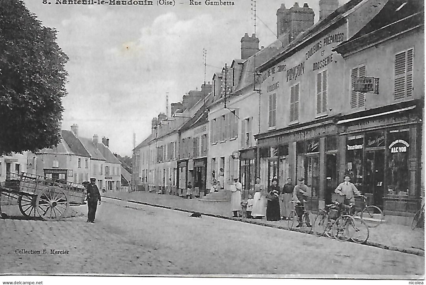 NANTEUIL-LE-HAUDOUIN (60) - RUE GAMBETTA - BELLE ANIMATION MARCHAND DE CYCLES GRIFFON ALCYON EDIT. MERCIER 1919 - Nanteuil-le-Haudouin