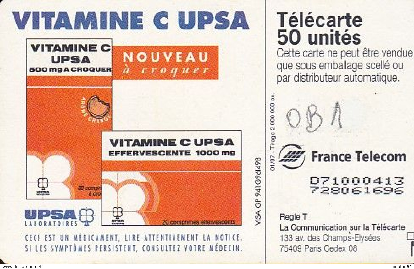 F714  01/1997 - VITAMINE C UPSA - 50 OB1 - 1997