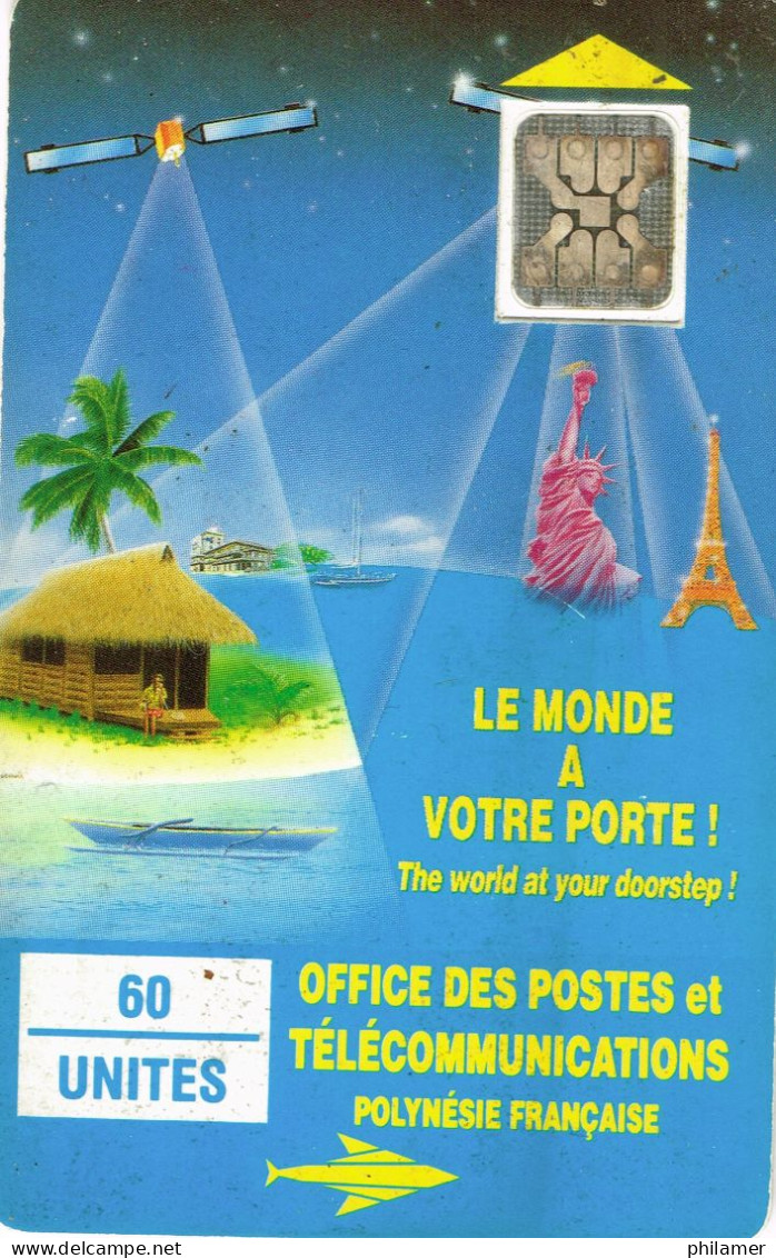 Polynesie Francaise French Polynesia Telecarte Phonecard PF 4a Monde A Votre Portee Gr Embouti Fale Tour Eiffel Liberty - Polinesia Francesa