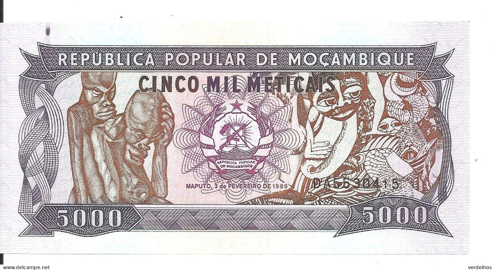 MOZAMBIQUE 5000 METICAIS 1989 AUNC P 133 B - Moçambique