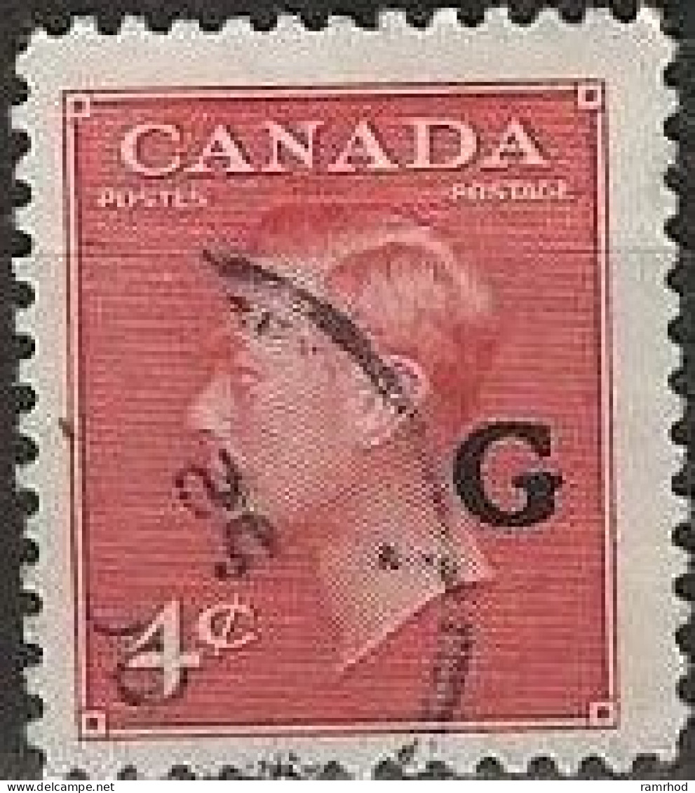 CANADA 1950 Official - King George VI - 4c. - Red FU - Surchargés