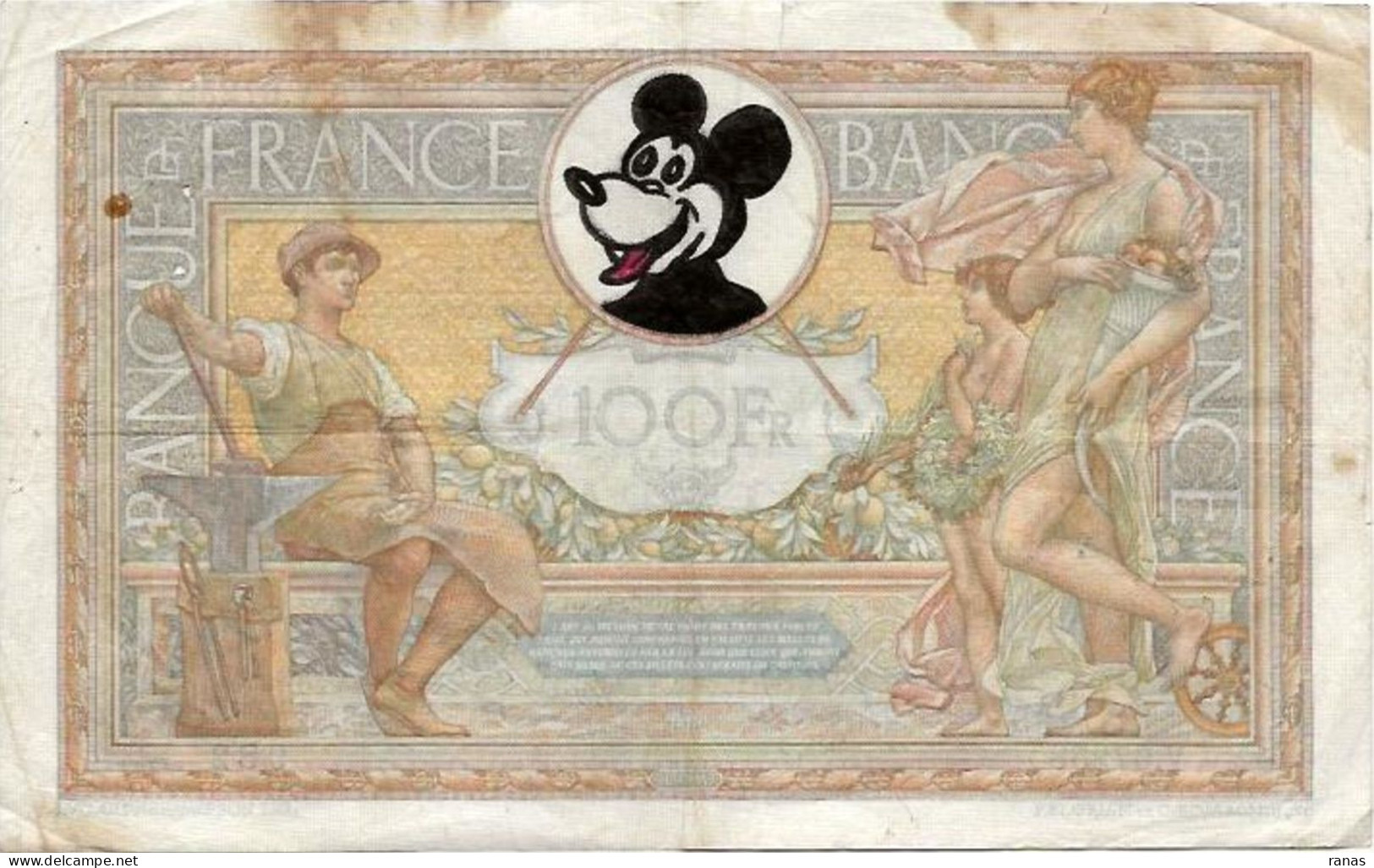 Walt Disney Mickey Dessin Sur Billet De Banque - Altri & Non Classificati