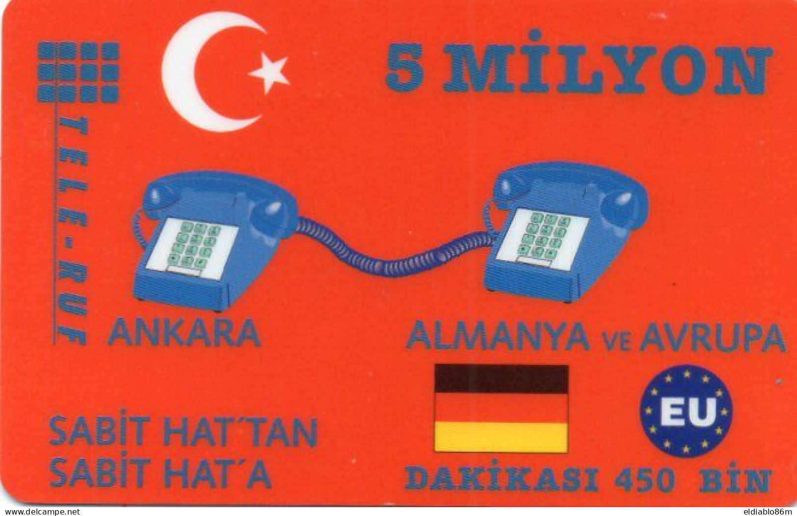 TURKEY - PREPAID - TELERUF - ANKARA ALAMANYA VE AVRUPA - MINT - Turchia