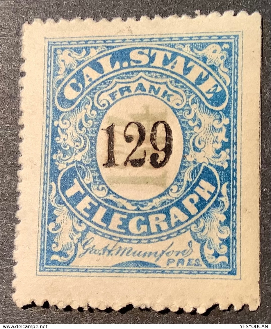 US Telegraph Stamps: California State Company 1874 Sc.5T7 RARE XF Mint* (USA Timbre Telegraphe - Telegraafzegels