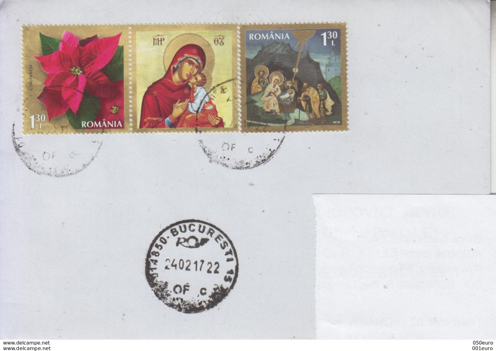 ROMANIA : CHRISTMAS 2 Stamps + Vignette On Cover Circulated In ROMANIA #433008524 - Registered Shipping! - Covers & Documents