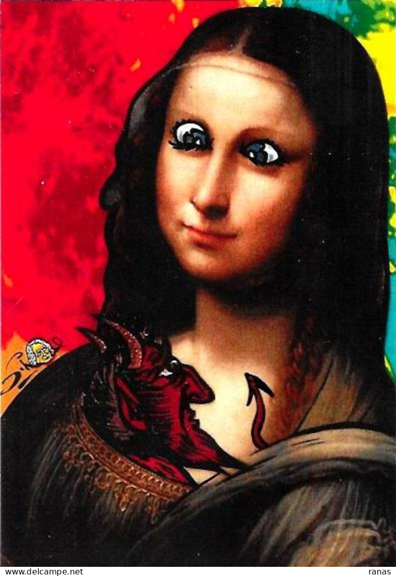 CPM Joconde Mona Lisa Jihel Tirage Signé 30 Exemplaires Numérotés Signés Diable Krampus - Paintings