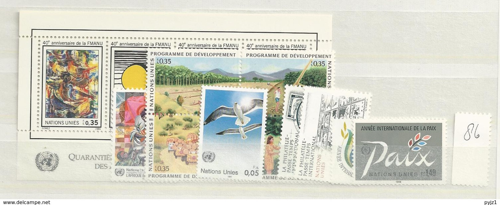 1986 MNH UNO Geneve, Geneva, Genf, Year Complete, Postfris - Ongebruikt