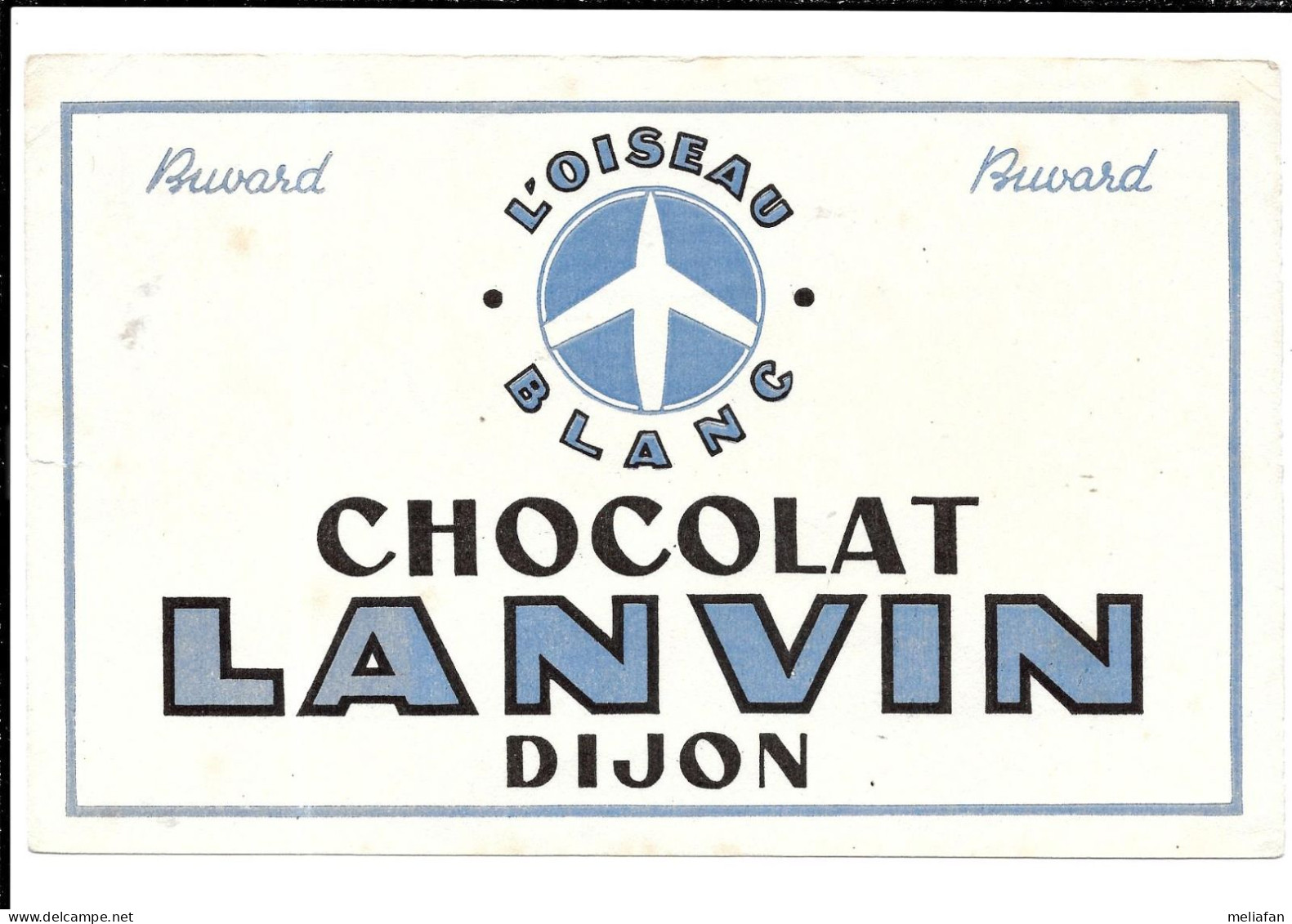GF566 - BUVARD CHOCOLAT LANVIN - L'OISEAU BLANC - Cocoa & Chocolat
