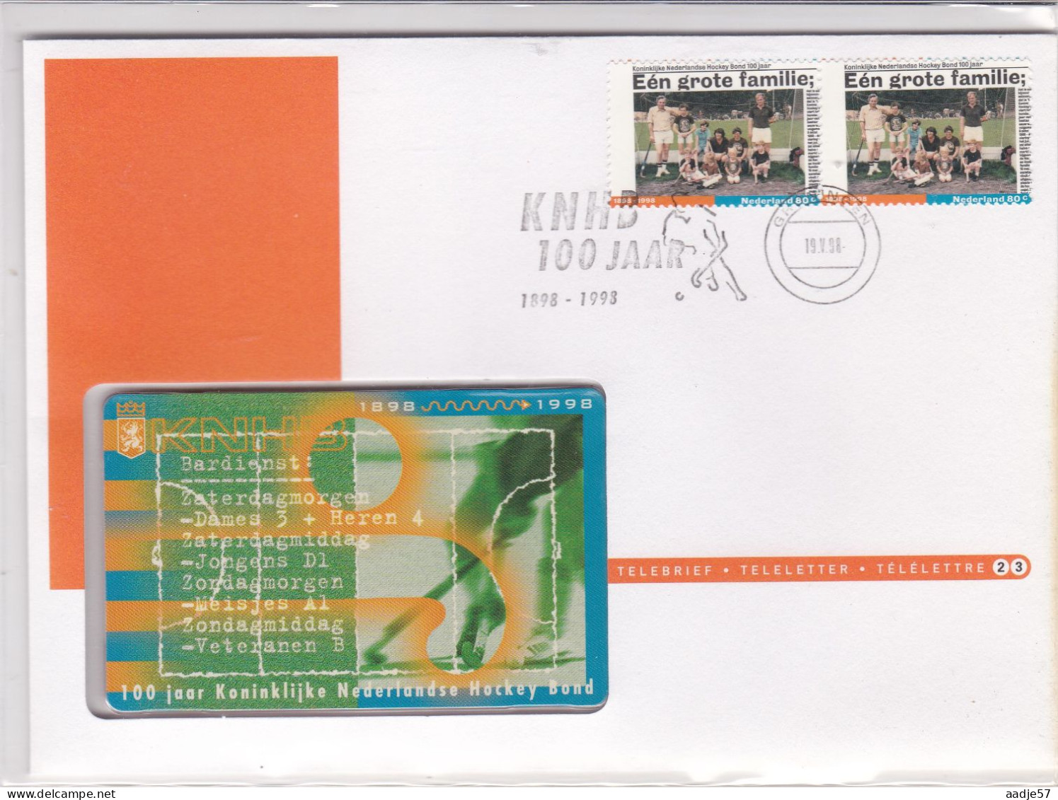 Netherlands Pays Bas Telebrief Teleletter With Phonecard Not Used 1998 KNHB 100 Jaar  19-05-1998 - Hockey (Field)